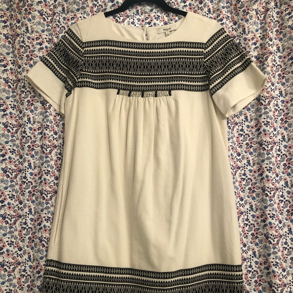 Madewell embroidered cotton shift dress